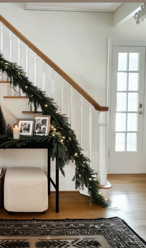 example of easy garland on staircase Christmas ideas