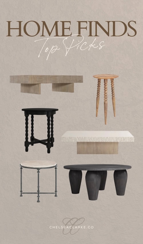 a selection of different coffee tables and side tables