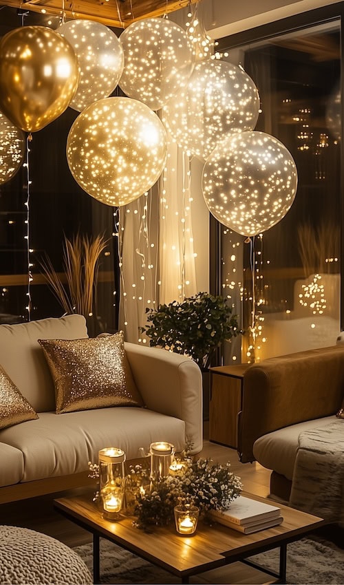 glitter balloon backdrops new years eve party living room decor