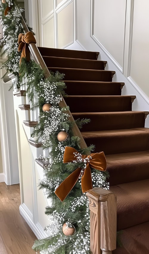 nostalic vintage christmas decor stairs