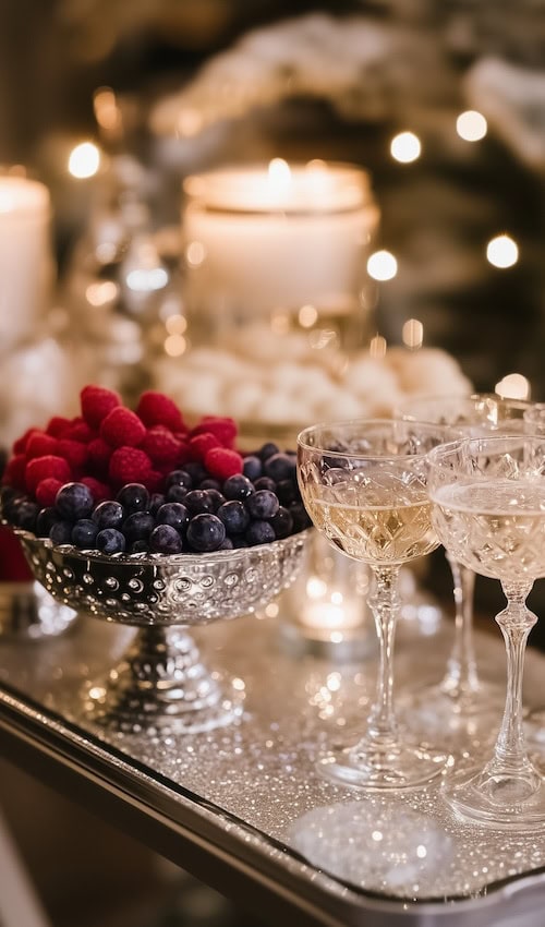 self-serve drinks table at new years eve party