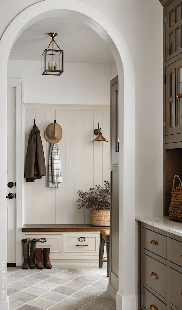 Mudroom Ideas Entryway neutral colors