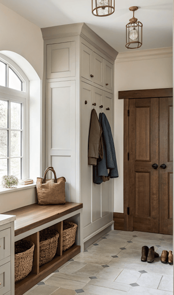 Mudroom Lockers with Cozy Nook by Window