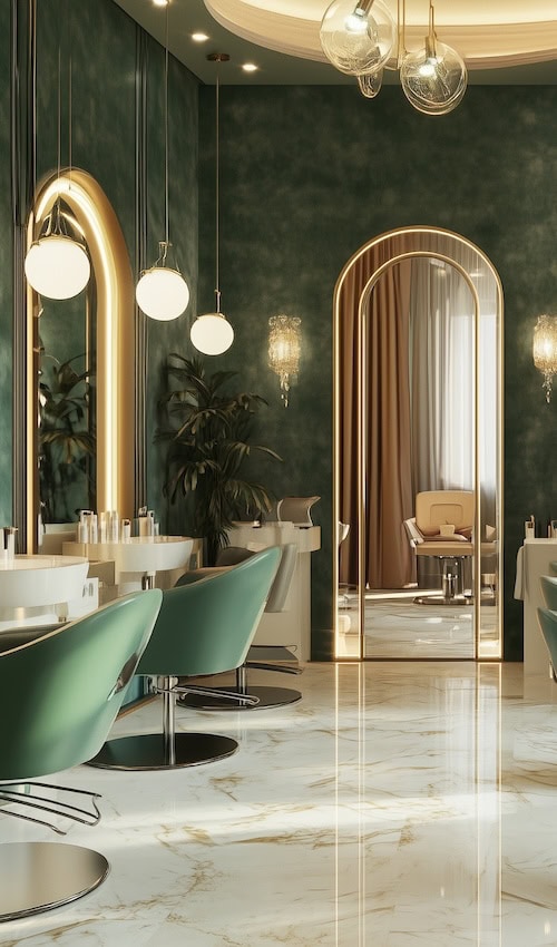 green art deco beauty salon