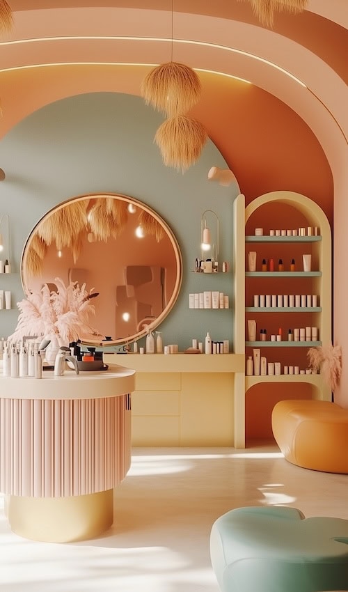 colorful dopamine decor beauty salon