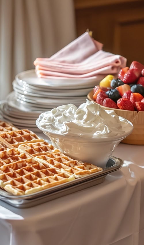 fun galentines party activities - waffle station