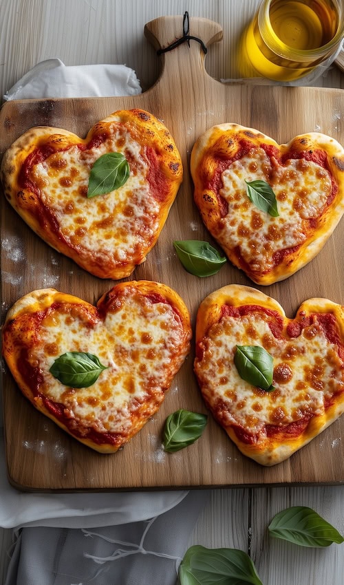 heart-shaped pizzas galentines party food ideas