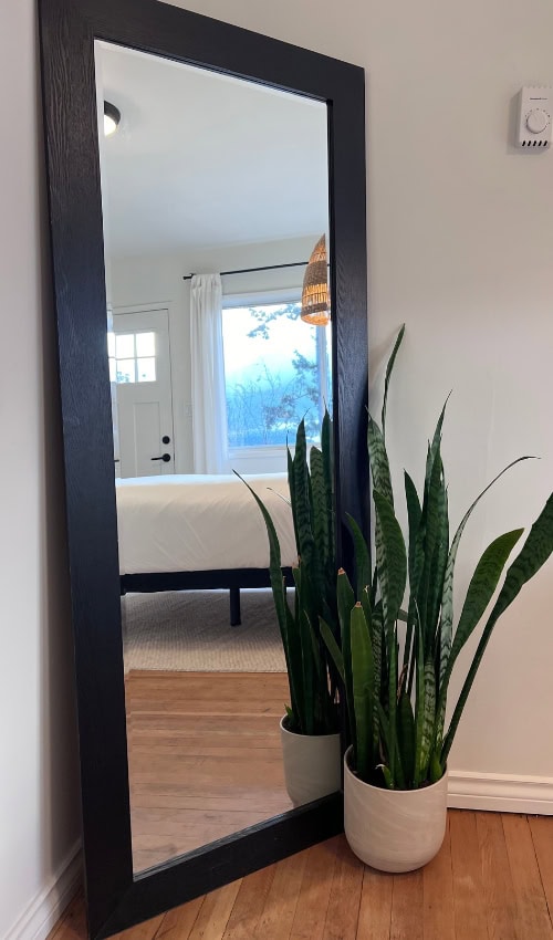 mirror in bedroom at Lavender cottage the Tides Pender Island