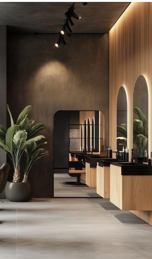 moody modern beauty shop decor, ideas