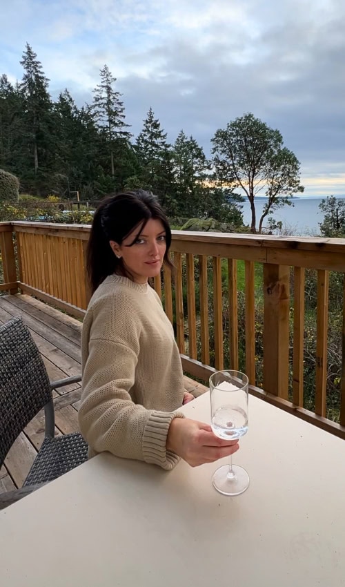 enjoying the private balcony at the tides pender island