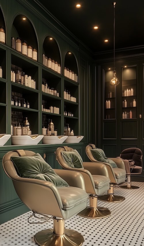 green vintage beauty salon design