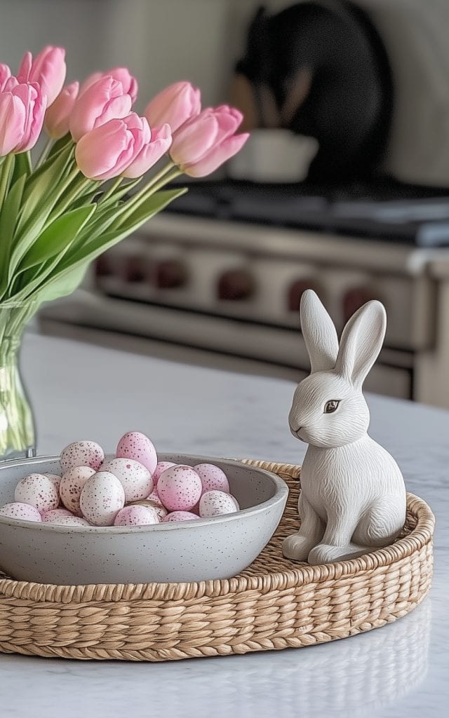 stylish bunny decor in a kitchen