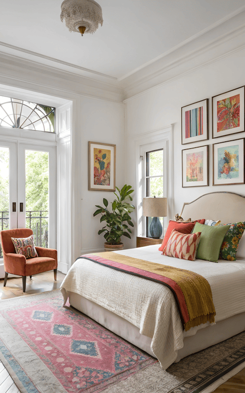 colorful home decor bedroom styles with maximalist bedding