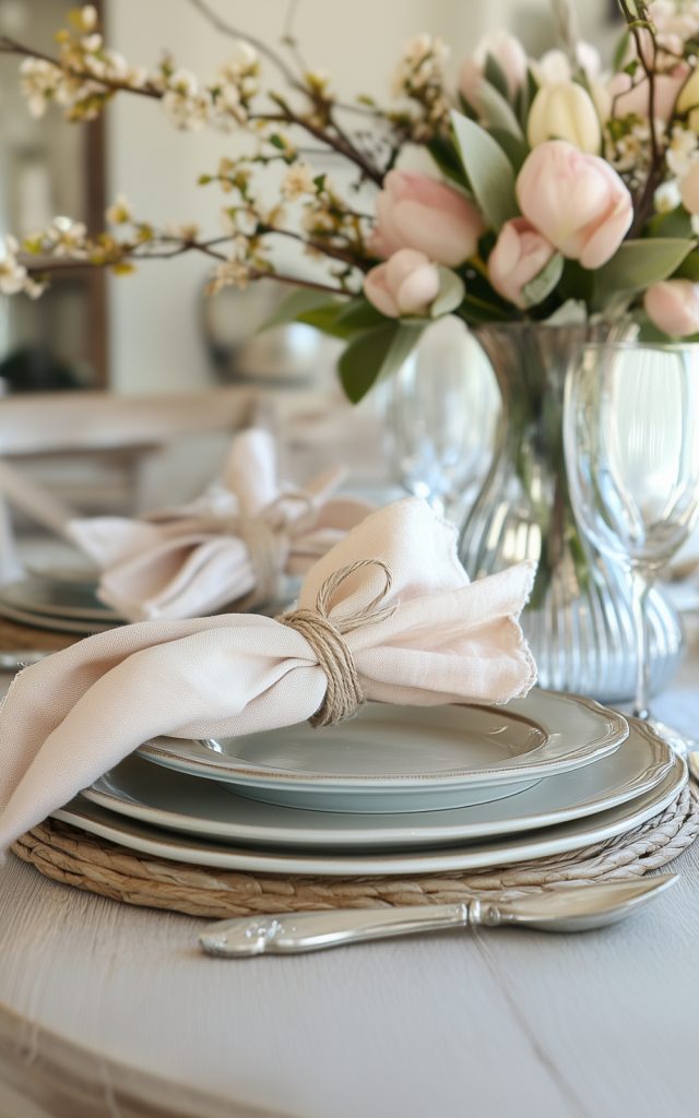 pastel color easter table decorations