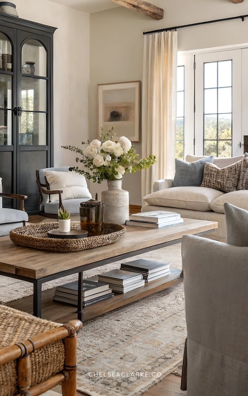 Transitional Old World Home Decor Ideas - modern french country living room