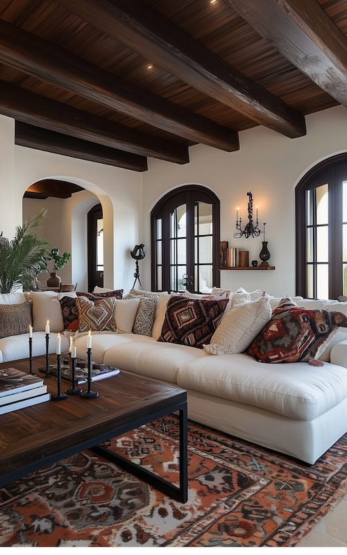 thoughtful handmade ceramic in living room of old spanish style homes