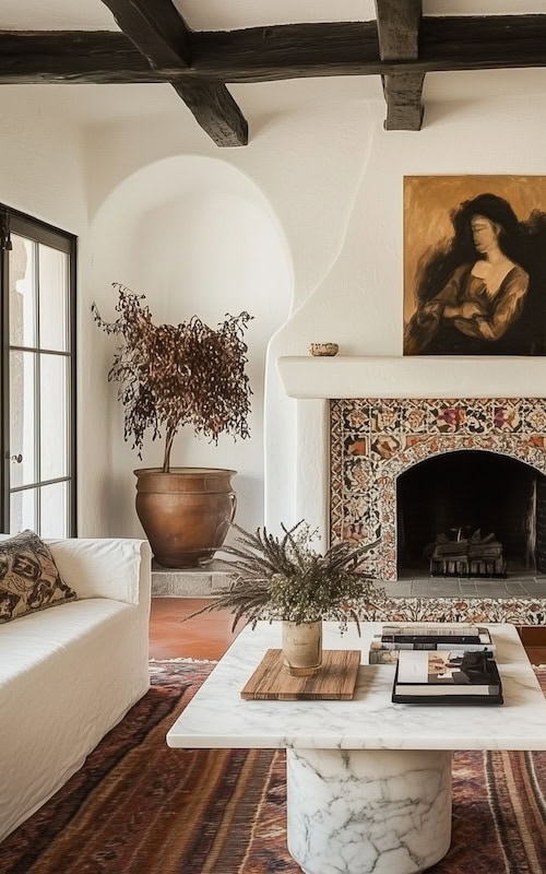 spanish style homes interior with handcrafted art