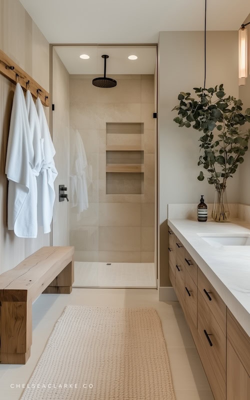 interior of stylish modern bathroom showing Where to shop for organic modern bathroom decor