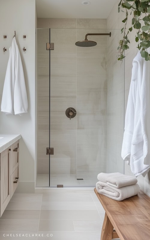 Walk-In Shower Small Bathroom styled with organic modern decor