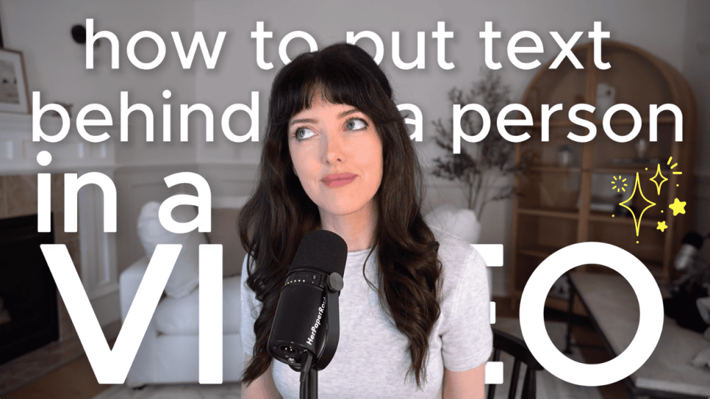 example of text behind a person in a video