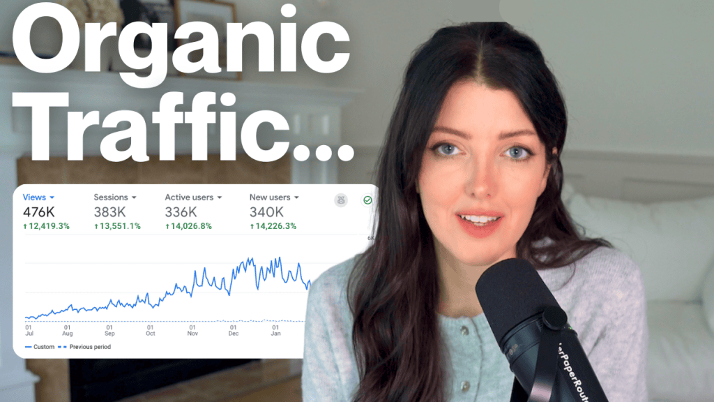 chelsea clarke speaking into microphone about how im getting organic traffic without google or social media