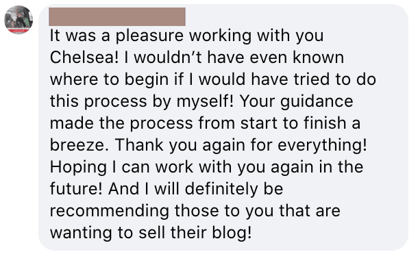 selling my blog with chelsea clarke terstimonials