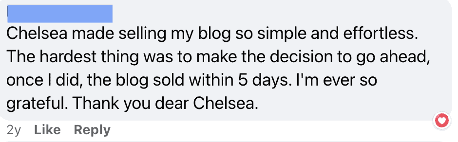 selling my blog with chelsea clarke terstimonials