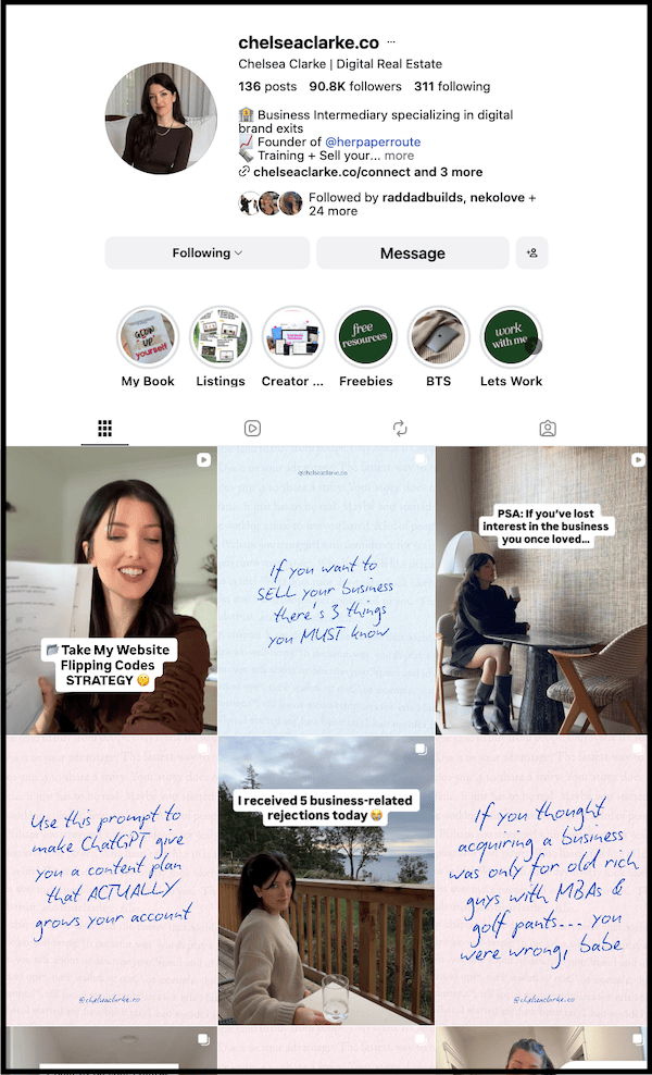 screenshot of chelsea clarke instagram tips for creators to use trial reels
